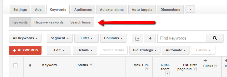 New AdWords Search Query report layout new version